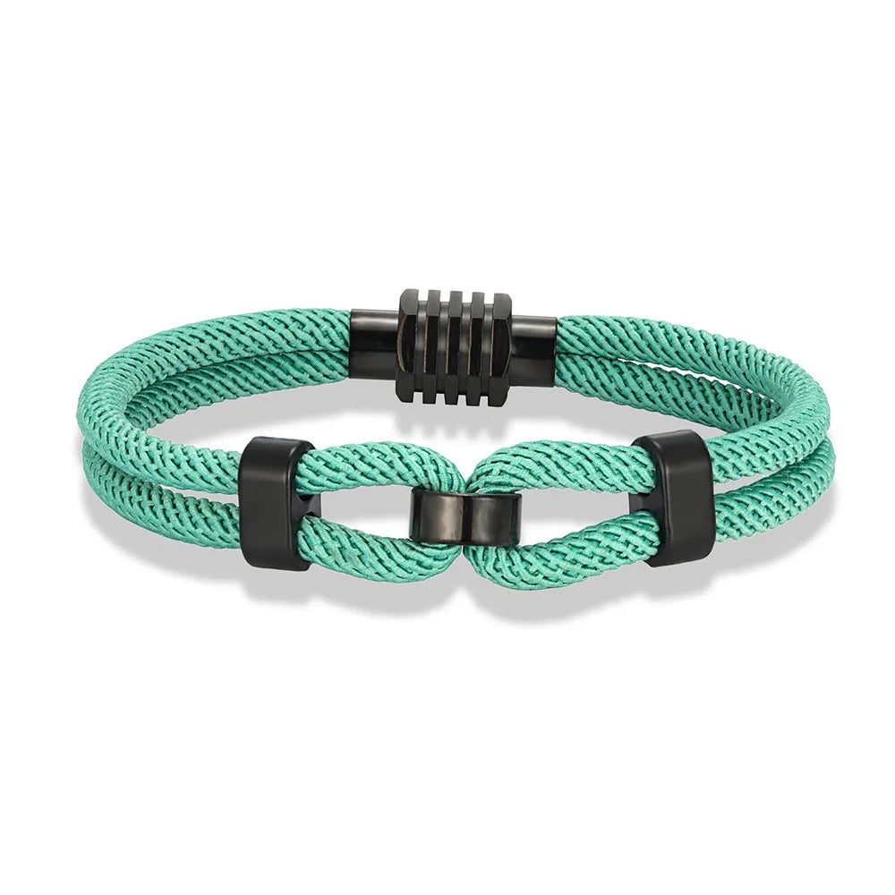 MKENDN 4mm Braided Rope Bracelet for Men Nautical Wrap Magnetic Button Bangle Bicycle Accessories Fashion Pulseria Homme