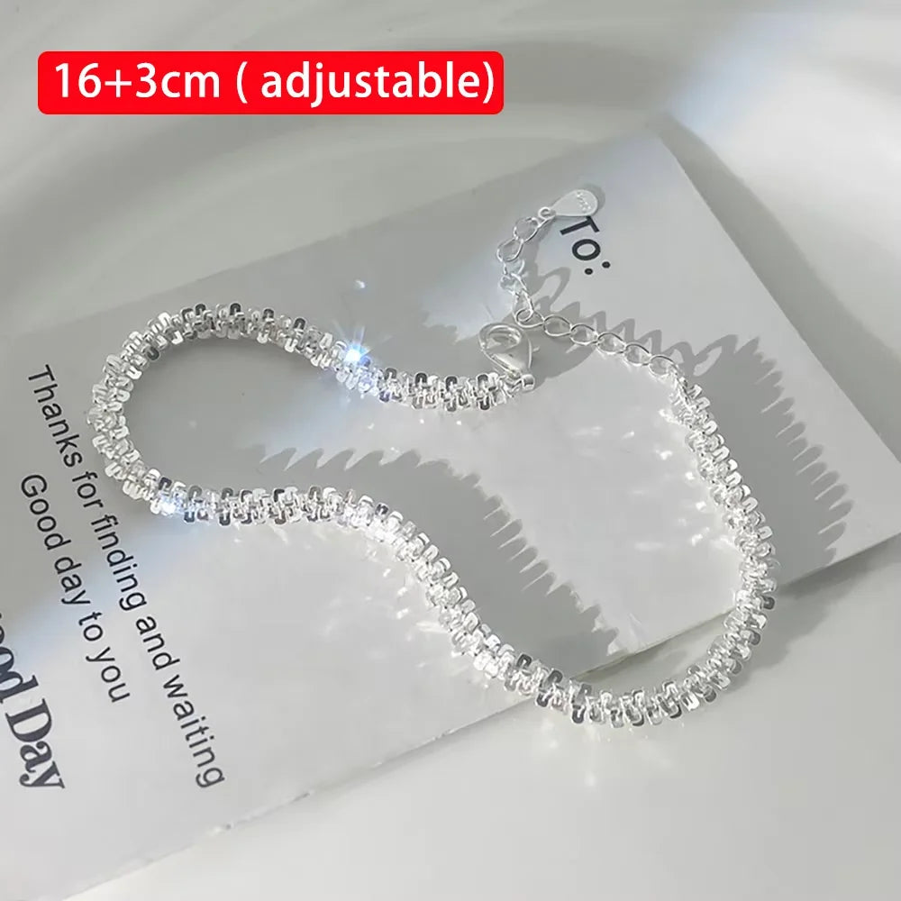 Serenity Real 925 Sterling Silver Versatile Clavicle Chain Accessories Internet Celebrity Sparkling Necklace For Women Lady Gift - Madeinsea©