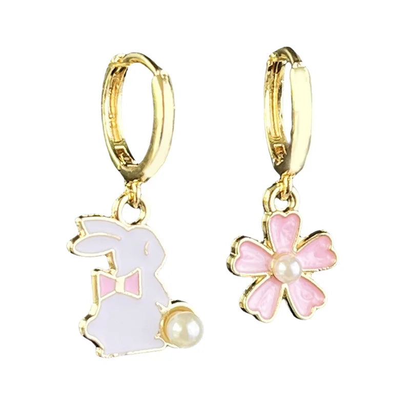 2025 neue Ostern Kaninchen &amp; Ei Legierung Emaille Anhänger Ohrring für Frauen Emaille Ostern Charme Nette Ohrring EAR100036