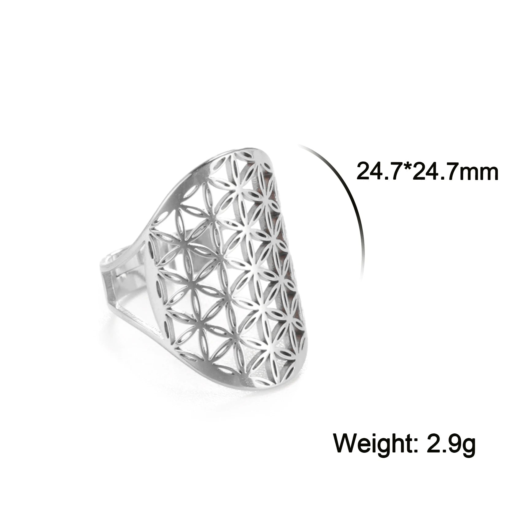 Unift Scared Geometry Flower of Life Ring Adjustable Stainless Steel Ring Men Women Accessories Vintage Filigree Viking Jewelry - Madeinsea©
