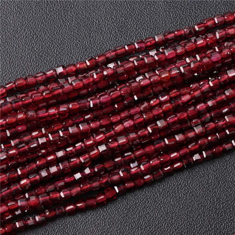 Hot Natural Faceted Stone Bead 2-3mm Small Square Quartz Garnet Glass Cube Loose Beads For Jewelry Making Needlework Accessories