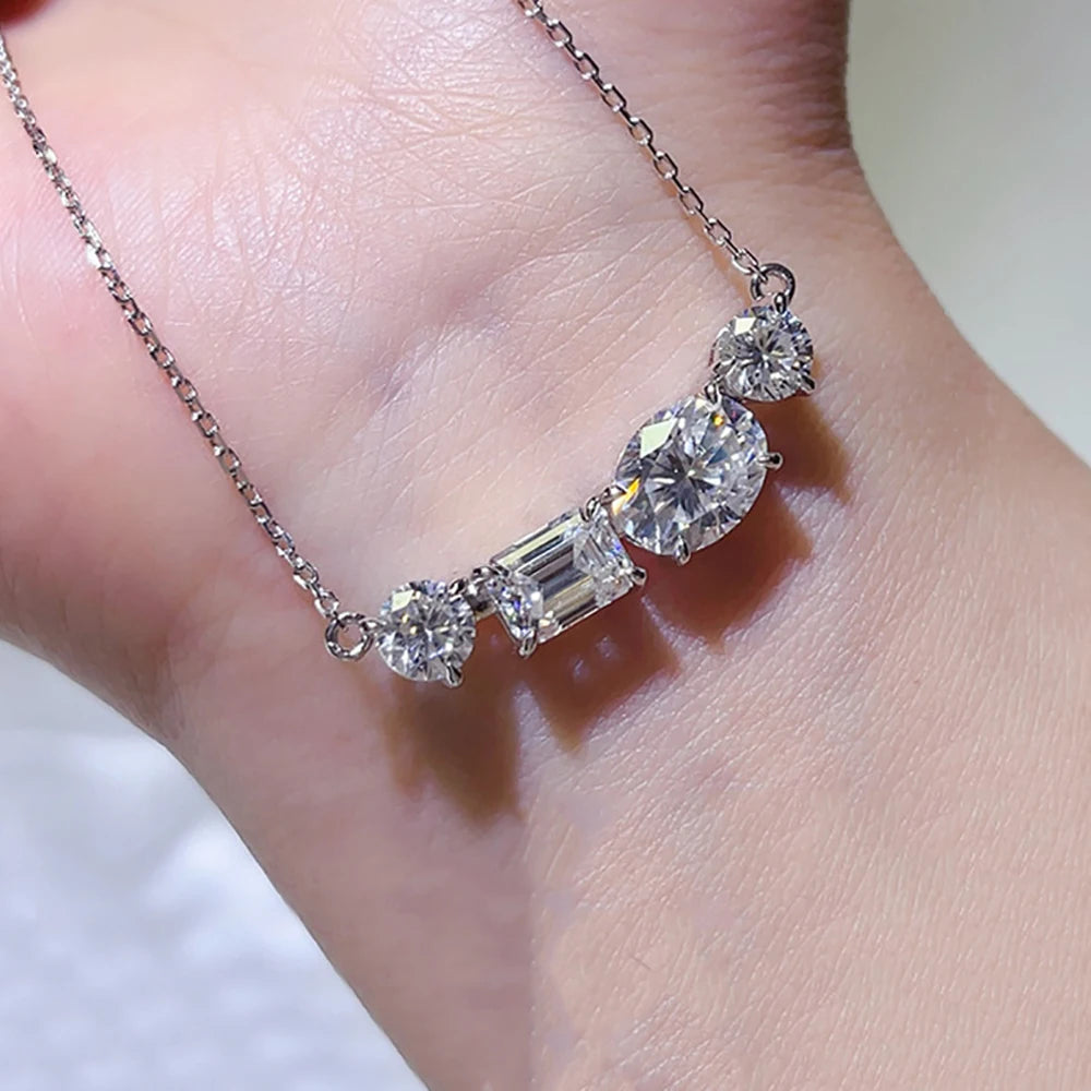 Serenity 5cttw D Color Moissanite Pendant Necklace for Women 100% S925 Sterling Silver Plated 18K Lab Diamond Neck Chain Jewelry - Madeinsea©