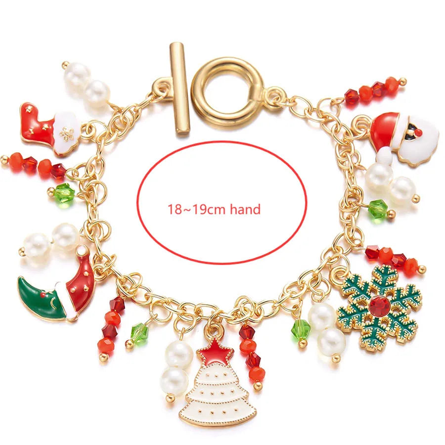 Fashion Christmas Series Bracelet Woman OT Buckle Tree Santa Metal Pendant Braslet Festival Female Jewelry Accessories Pulseira