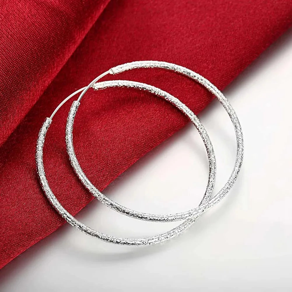 Top Quality 925 Sterling Silver Earrings Simple Round Circle Hoop Earrings For Woman Fashion Wedding Engagement Charm Jewelry - Madeinsea©