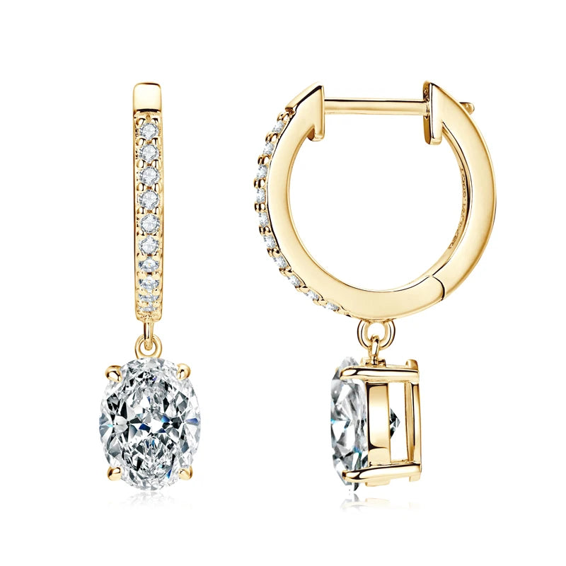 OXTAO Hoop Earings 100% 925 Sterling Silver Oval Cut D Moissanite Drop Dangle Earrings Huggie Wedding Jewelry Gift Wholesale