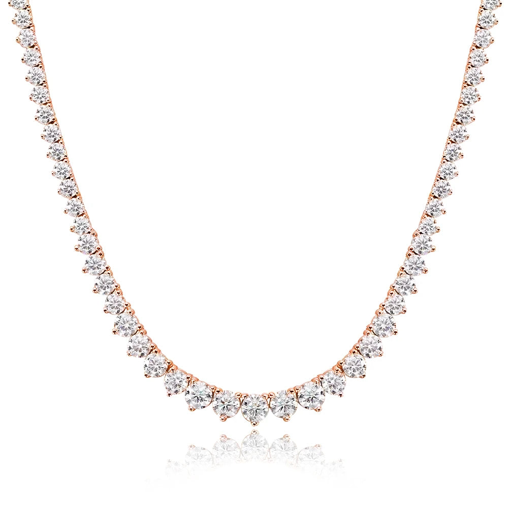 KNOBSPIN 3 Claw D VVS1 Moissanite Tennis Necklace s925 Sterling Silver 18k White Gold GRA Certified Wedding Necklaces for Women - Madeinsea©