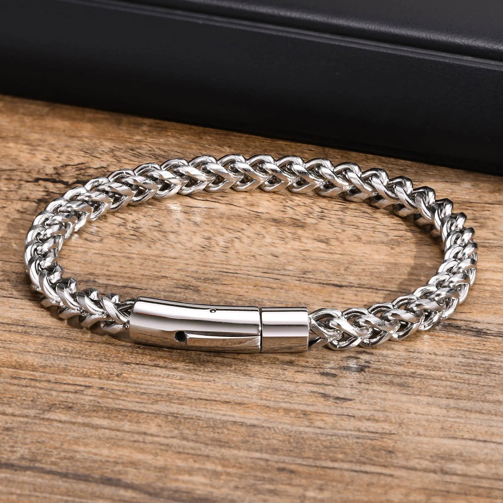 Vnox 6.3mm Vintage Bracelets for Men, Double Layer Cuban Chain, Franco Foxtail Chain Bracelet, Retro Srainless Steel Wristband