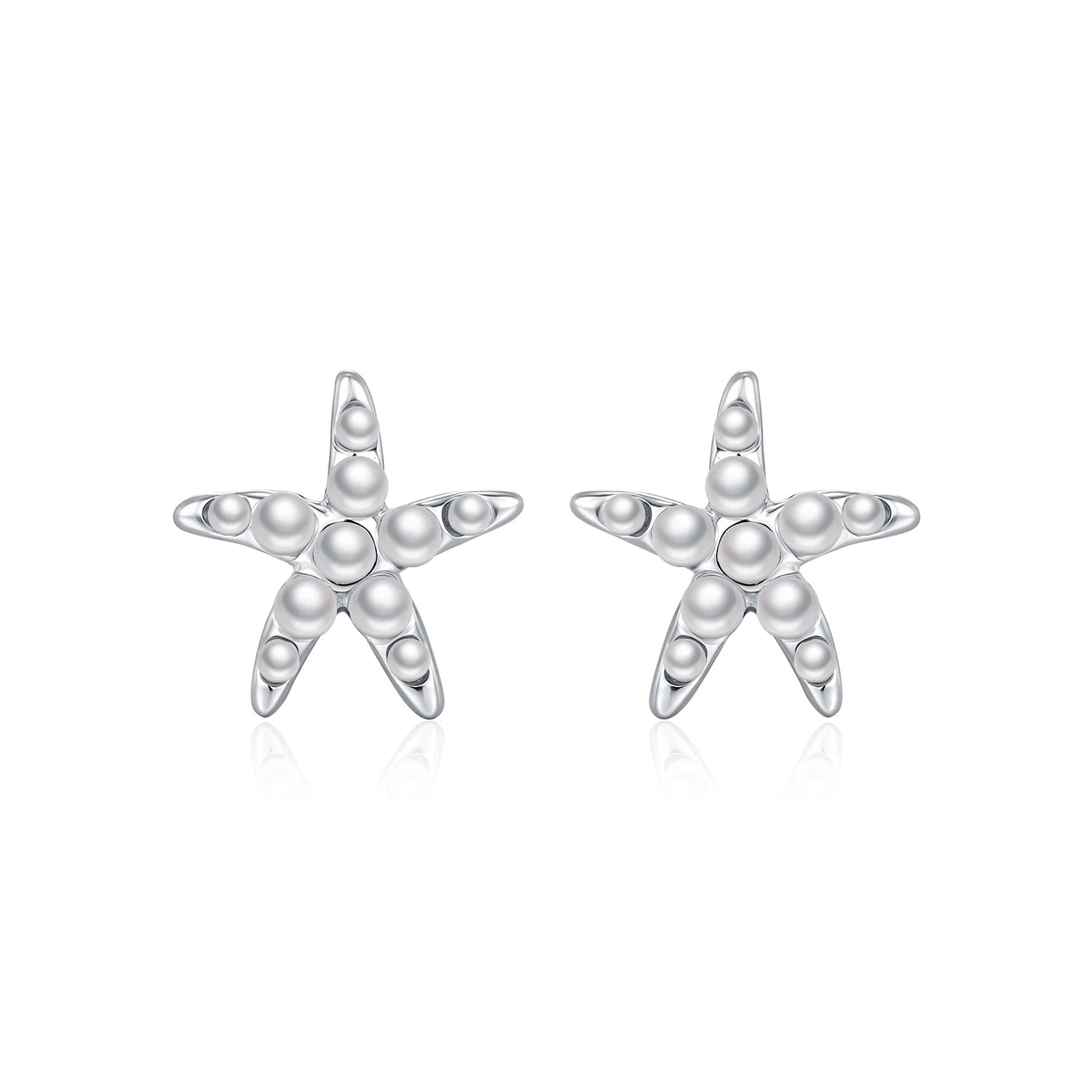 MODIAN 925 Sterling Silver Elegant Crystal Pearl Ear Studs Delicate Starfish Stud Earrings For Women Fine Jewelry Gifts