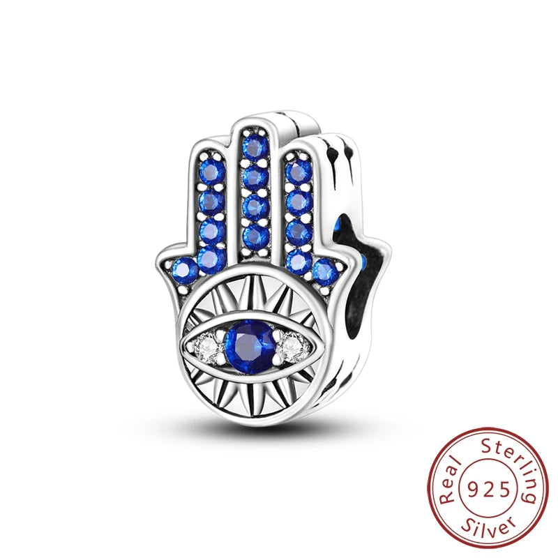 New 925 Sterling Silver Charms Beads Pendant Devil's Eye Blue Zircon Charms For Original Bracelet Charms DIY Jewelry Gift