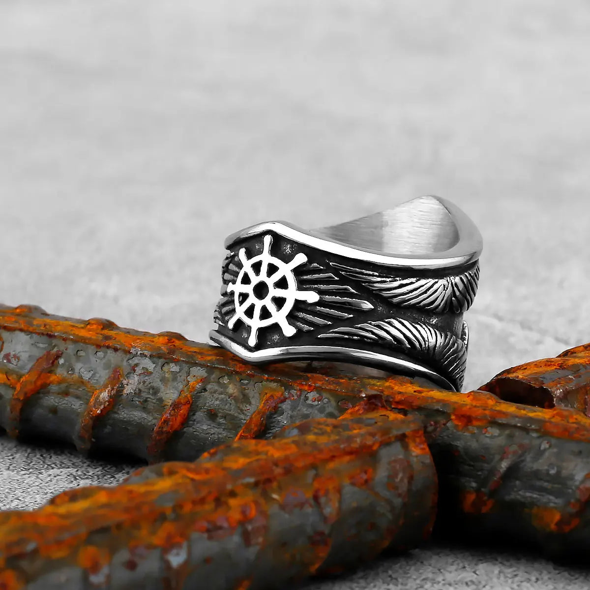 Captain's Anchor/Rudder Stainless Steel Ring - Madeinsea©
