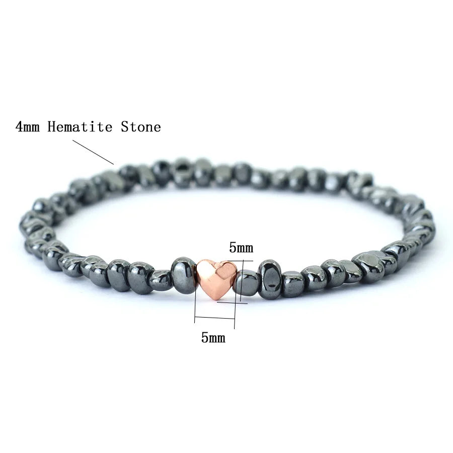 2024 Simple Style Heart Bracelet Unisex Irregular Hematite Healing Braclet Gifts For Lover Gemstone Stretch Beaded Braslet Joias