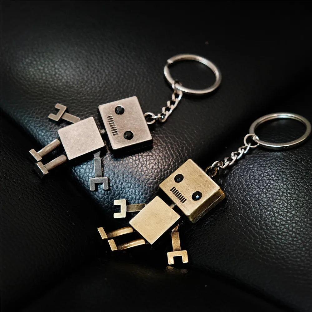 MKENDN New Design Metal Big-Headed Robots Keychains Creative Car  Keyrings Gifts Custom LOGO