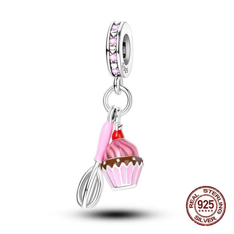 100% 925 Sterling Silver Perfume Headphones Pink Princess Daily Charms Beads Fit 3mm 925 Original Bracelet Fine DIY Jewelry