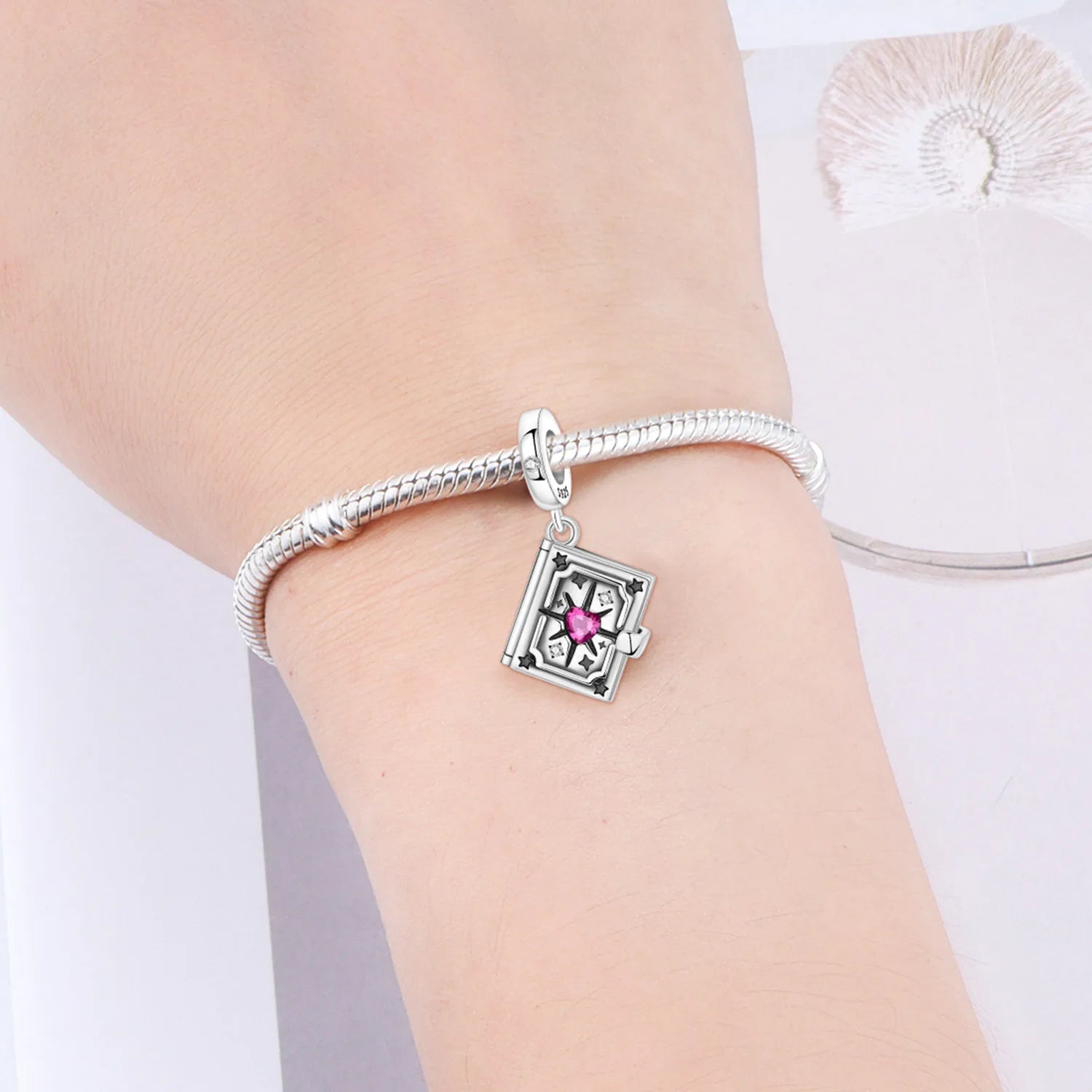 PANPOKI 925 Sterling Silver Switchable Book Pendant Beads Original Pendants Bracelet Charm Jewelry Party DIY Trendy Gifts