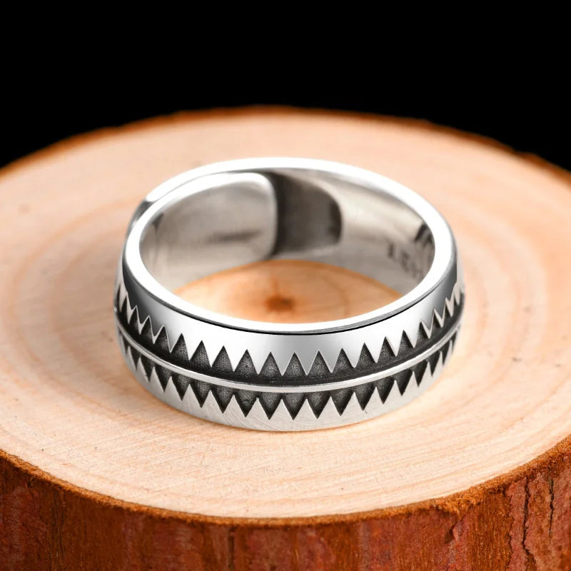Mode Hip-Hop Sägezahn Design Ring für Männer Schmuck Persönlichkeit Männlichen Zeigefinger Ring S925 Schmuck Geschenk für Freund