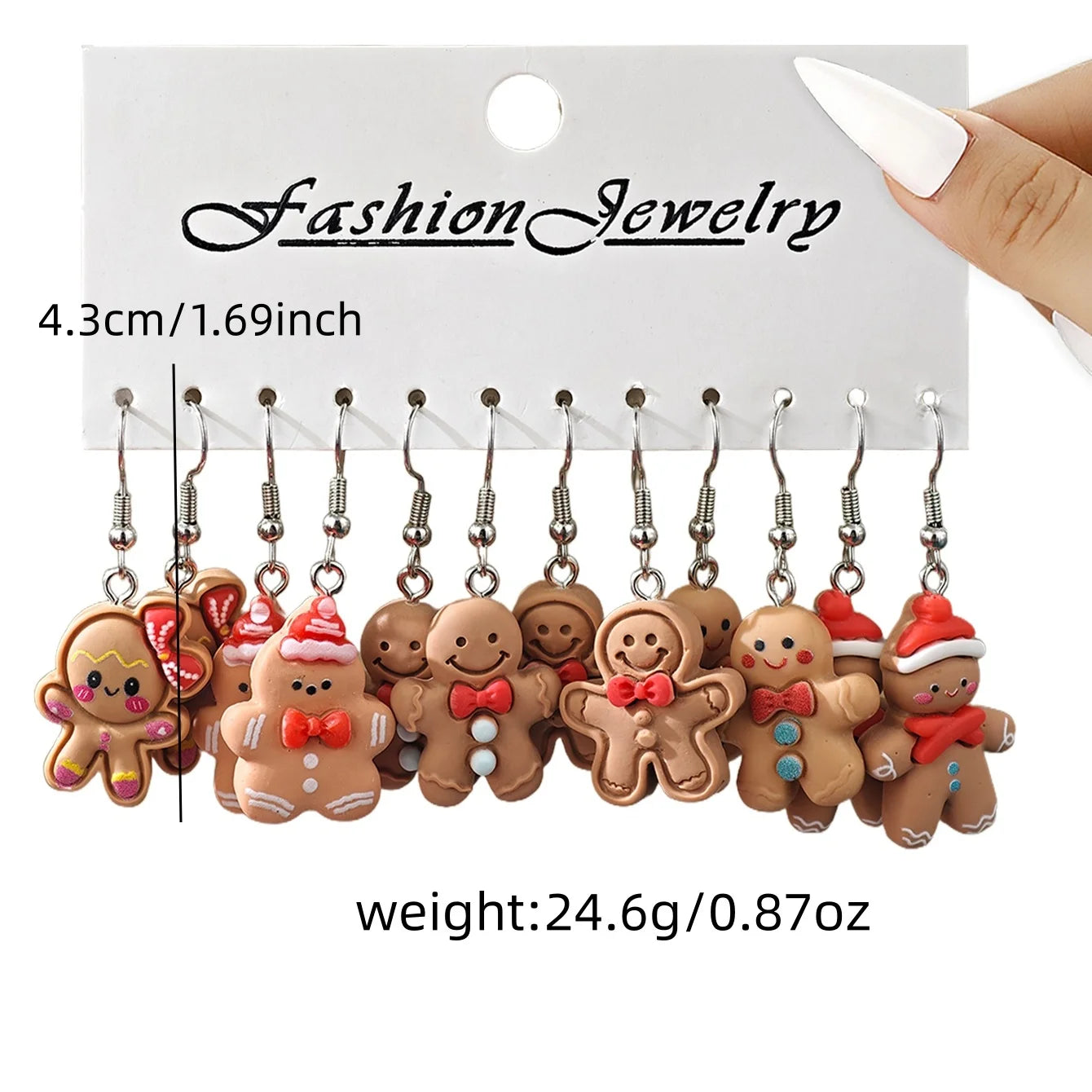 New Cute Cartoon Gingerbread Man Christmas Tree Santa Penguin Resin Dangle Earrings Set Women's Christmas Gift Jewelry - Madeinsea©