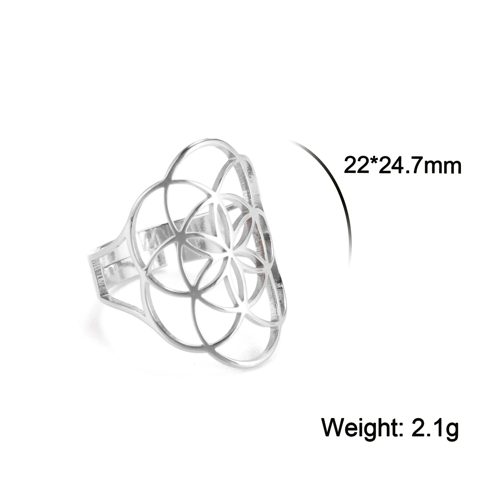Unift Scared Geometry Flower of Life Ring Adjustable Stainless Steel Ring Men Women Accessories Vintage Filigree Viking Jewelry - Madeinsea©