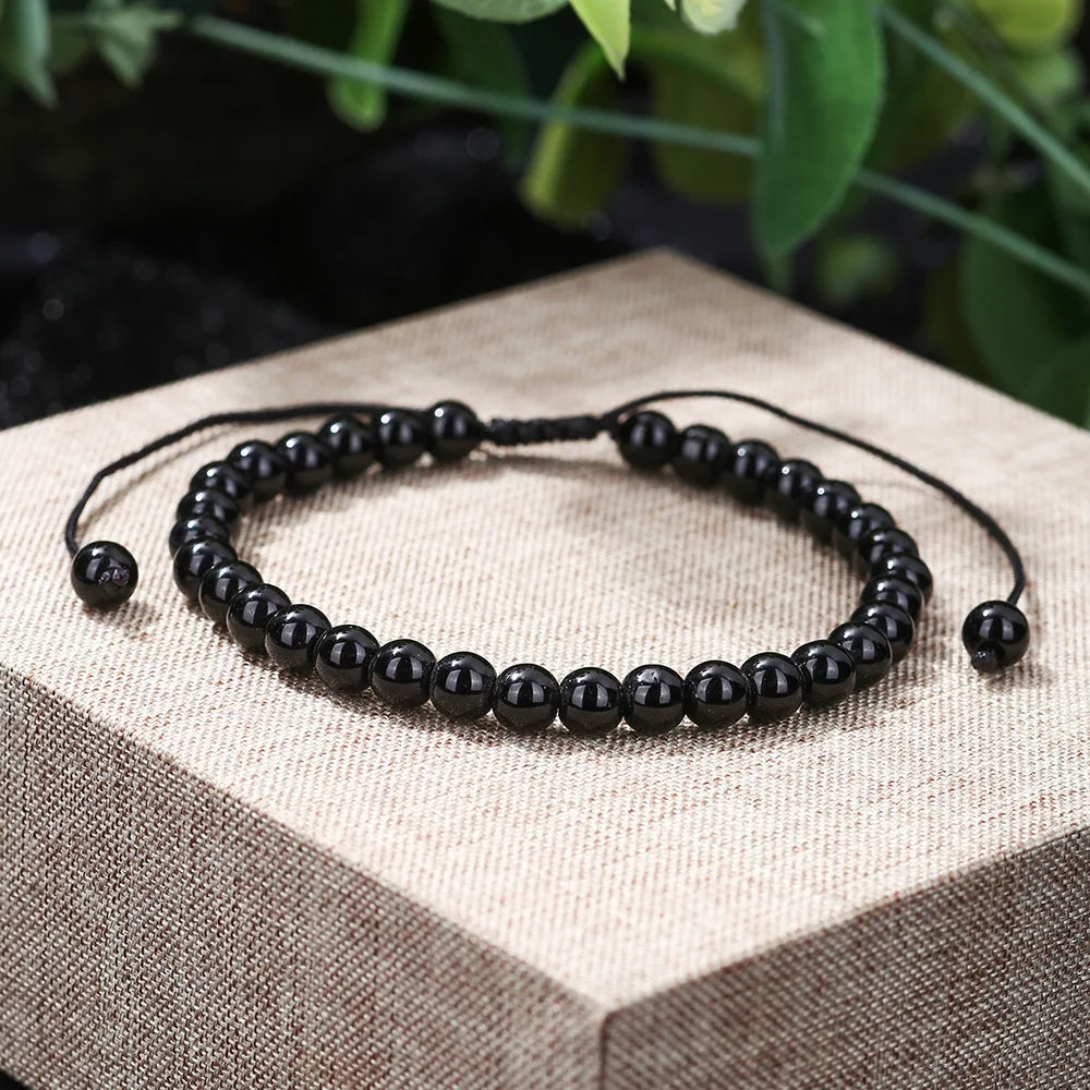 Noter New Braided Adjustable String Bracelet Unisex 4mm/6mm Obsidian Lava Tiger Eyes Stone Healing Braclet Cycling Accessories