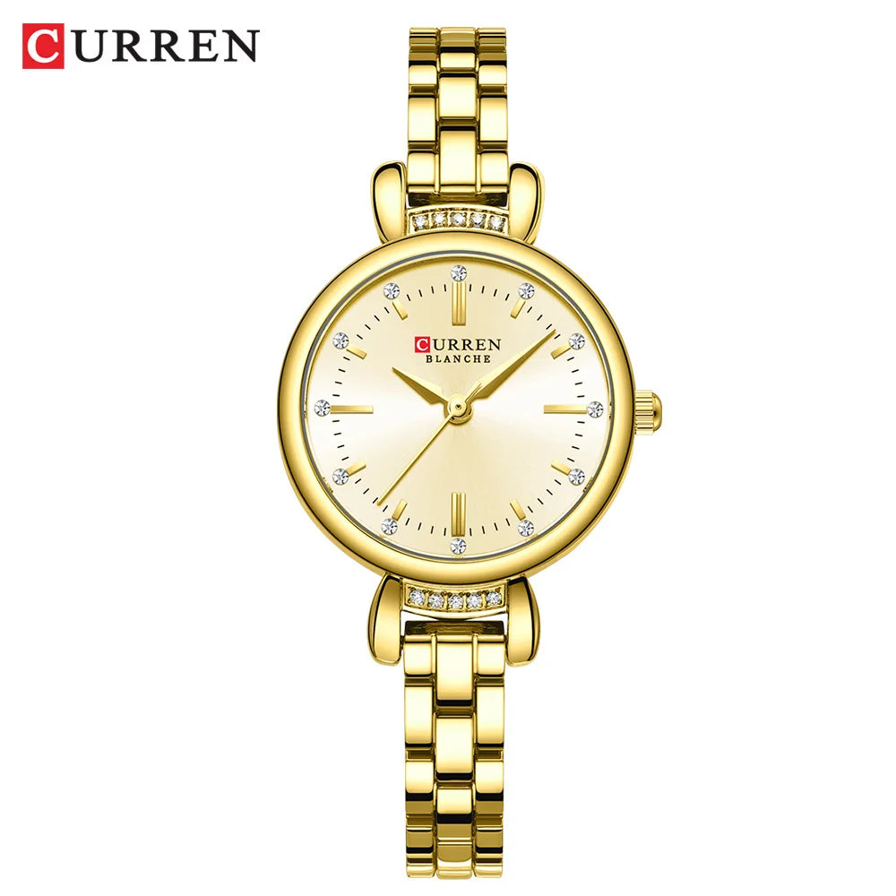 CURREN-Elegant Dress Watch for Women, Luxurious and Exquisite, 28mm Dial with Shinning Rhinestone, Quartz Wristwatch, New - Madeinsea©