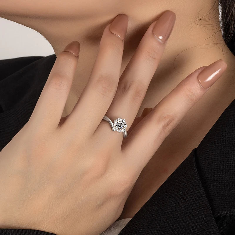 PERFANY 0.3-2CT Moissanite Ring for Women S925 Pure Silver Snowflake Laboratory Diamond Wedding Ring Luxury Wedding Jewelry - Madeinsea©
