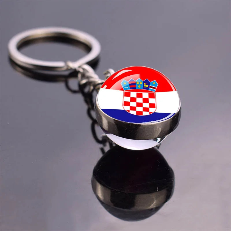 Europe Countries Flag Glass Ball Keychain Russia France Spain UK Italy Poland Ukraine Flag Keyring Travel Gift