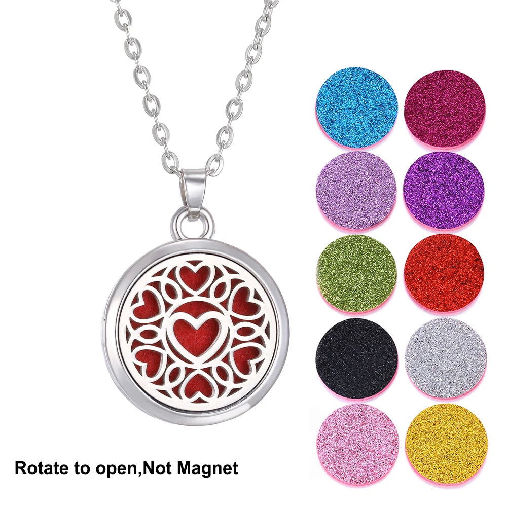 2023 New Aromatherapy Necklace Diffuser Pendant Aroma Jewelry Thread Rotate Open Locket Perfume Essential Oil Diffuser Necklace