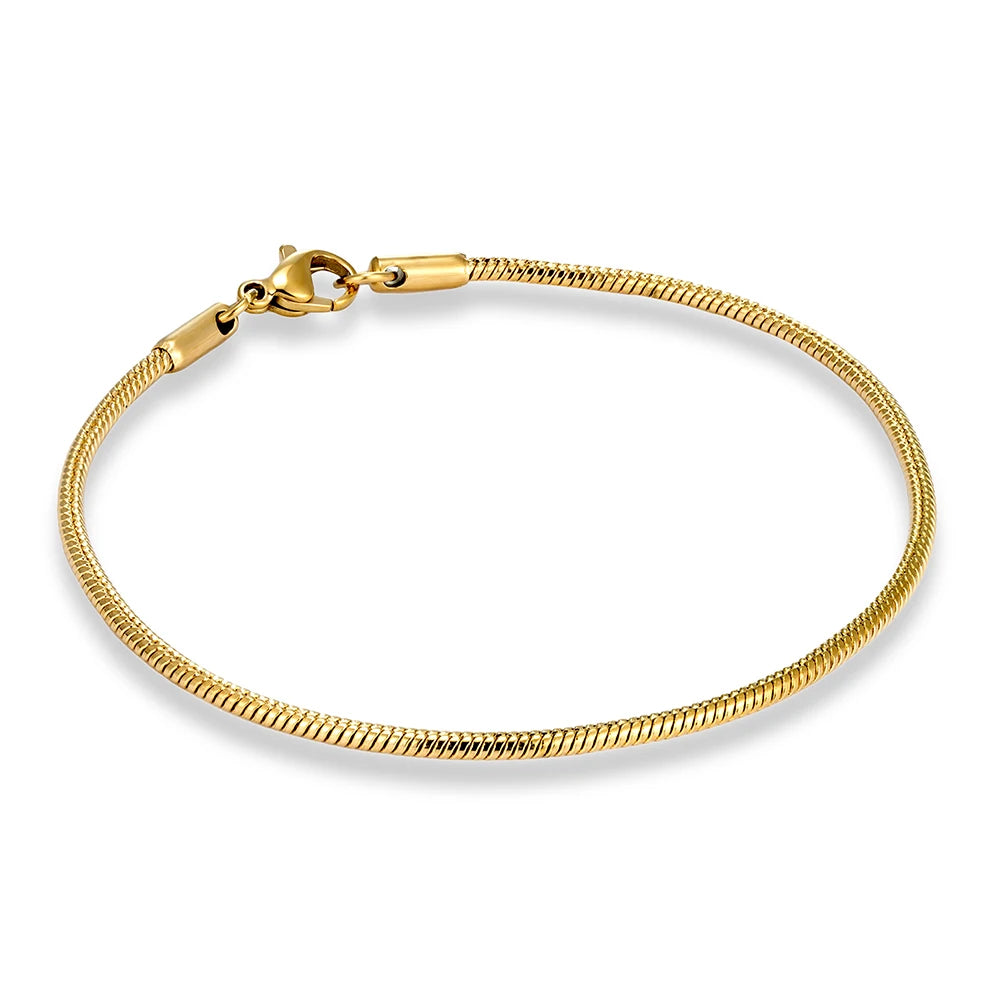 MKENDN Simple Style Mens Bracelet 1mm Thin Silver Snake Bracelet Chain Snake Chain Mens Women Couple Lover Jewelry Gifts