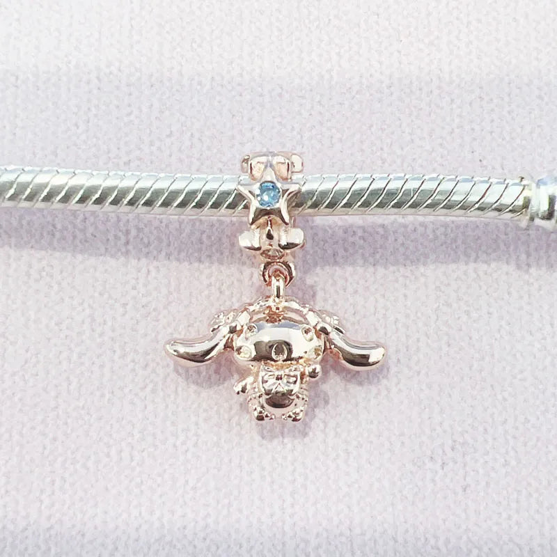 2025 New Miniso Disney Sanrio Beads 925 Silver Stitch Hello Kitty Kuromi Charm Fit Original Bracelet Women DIY Pendant Jewelry