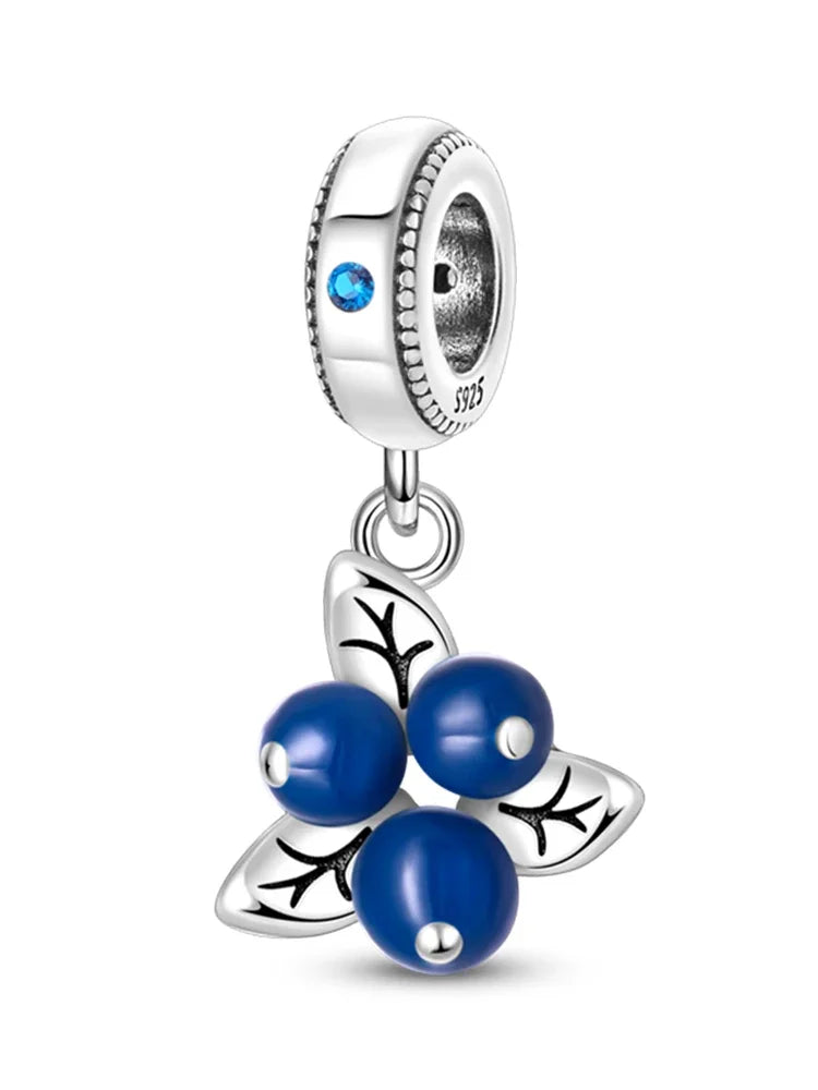 925 Silver Strawberry Pineapple Cherry Avocado Charm Pendant Beads  Fit Charm Original Bracelet for Women Jewelry Making