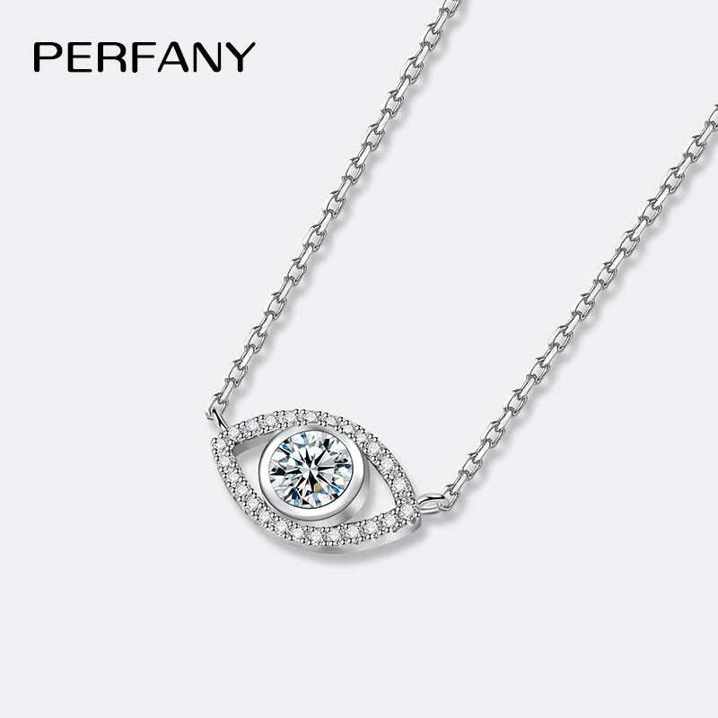 PERFANY 0.5CT Moissanite Necklace for Women S925 Pure Silver eye Pendant Laboratory Diamond  Certified High-end Fashion Jewelry