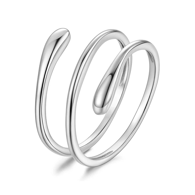 WOSTU S925 Sterling Silver Twist Open Ring For Women, Stackable Gold and Silver Spiral Ring Minimalist Jewelry Party Dating Gift