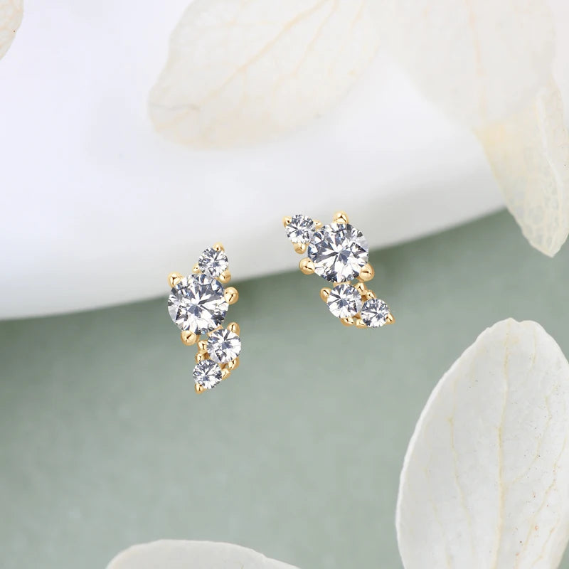 OXTAO D Color Moissanite Butterfly Stud Earrings for Women 925 Silver Wedding Fashion Jewelry Gift with GRA Certificate