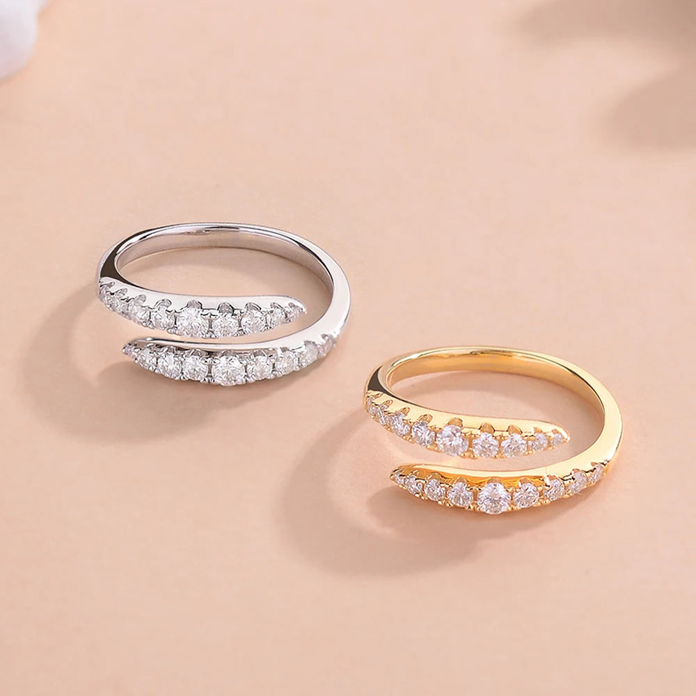 Serenity 0.45ct D Color All Moissanite Rings For Women 100% S925 Sterling Silver Plated 18K Double Opening Wedding Rings Jewelry