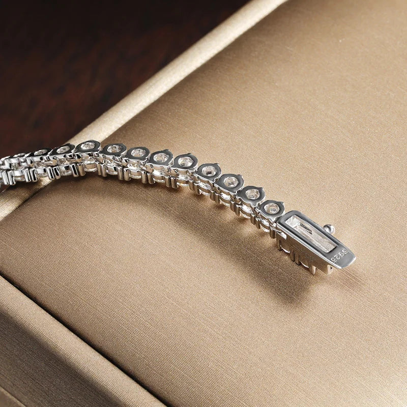 KNOBSPIN 3 Claw D VVS1 Moissanite Tennis Necklace s925 Sterling Silver 18k White Gold GRA Certified Wedding Necklaces for Women - Madeinsea©