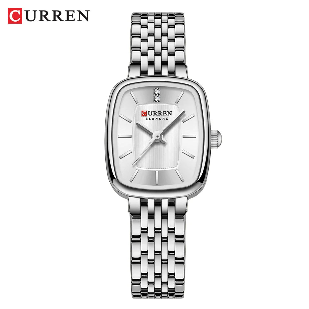CURREN Fashion Dress Watches for Ladies Simple Quartz Stainless Steel Bracelet Wristwatch