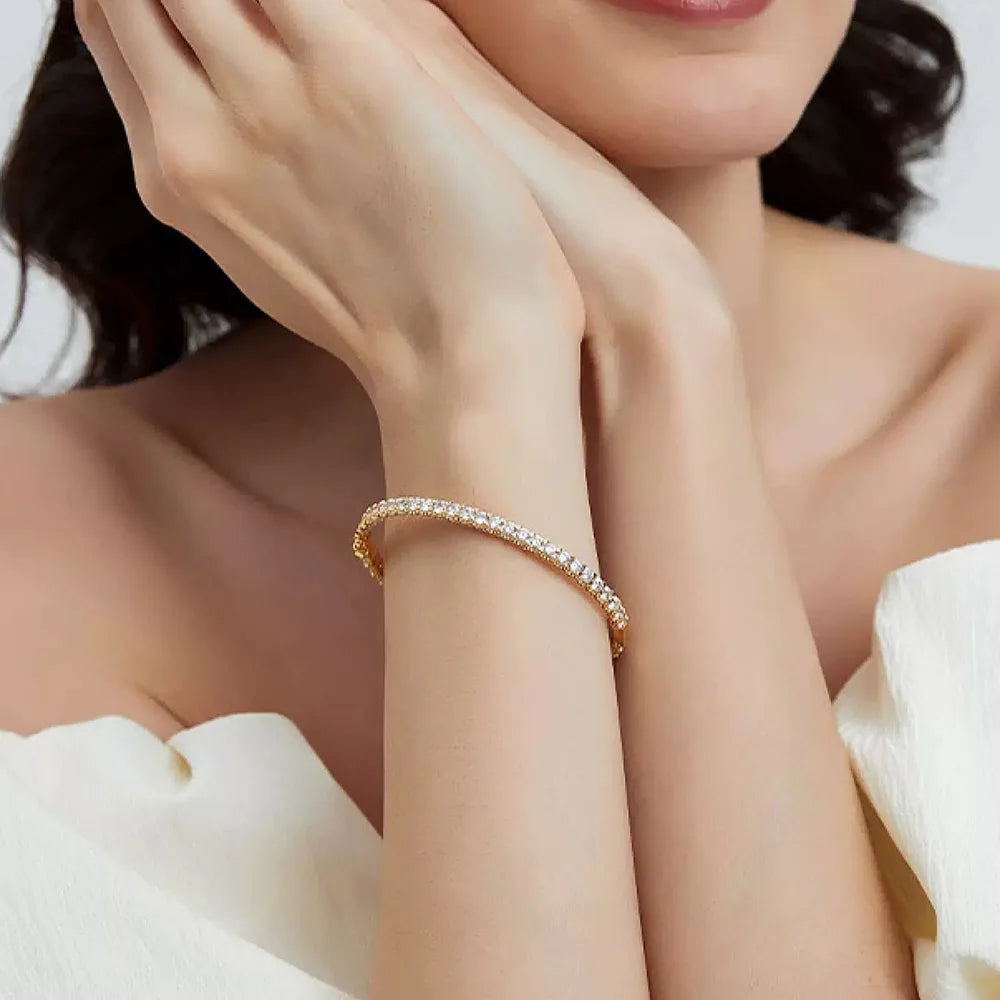 Top Quality Fashion Lovely Bangle Pure Sterling 925 Silver Jewelry For Women Design Bangle Cute Diamond Party Gift Jewelry - Madeinsea©