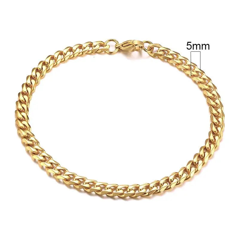 3/5/7/11mm Stainless Steel Figaro Chain Bracelet Bangle for Men Women Hiphop Trendy Wrist DIY Bracelet Jewelry