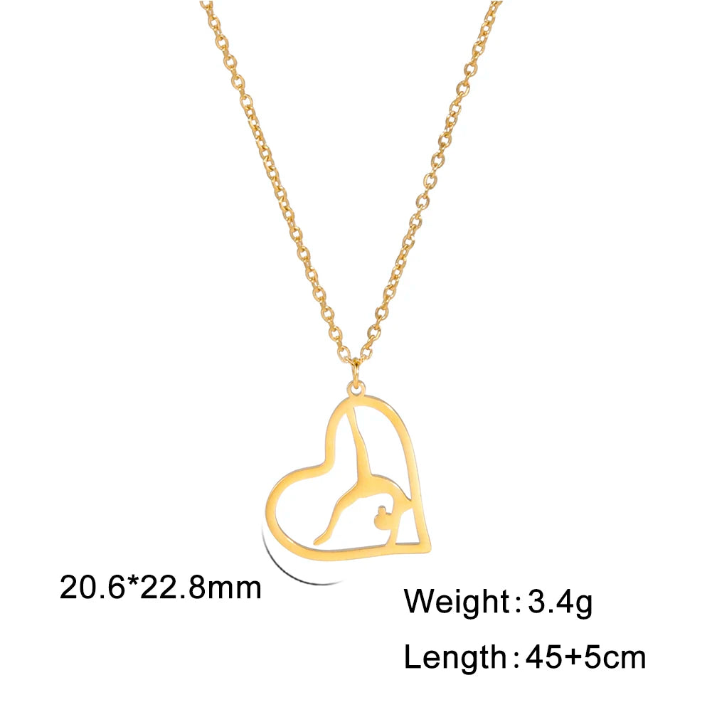 Dreamtimes Gymnastics Necklace Stainless Steel Sports Dance Artistic Gymnastics Skating Athlete Jewelry Pendant Women's Gift