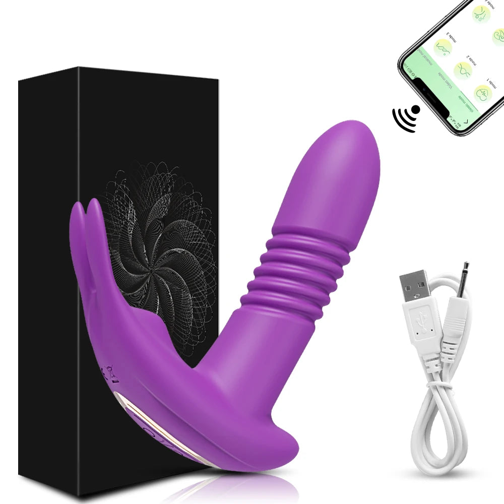 APP Bluetooth Thrusting Vibrator for Women Rotating Telescopic Dildo Remote Control G Spot Massage Clitoris Stimulator Sex Toy