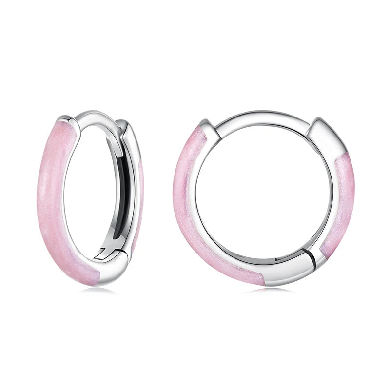 BAMOER 925 Sterling Silver Colorful Round Hoop Earrings for Women, Dopamine Piercing Huggie Earrings for Women Teens Girls Gift