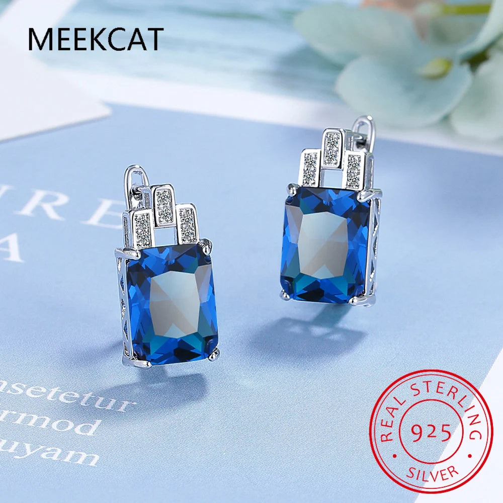 Boucles d'oreilles créoles en argent sterling 925 serties d'émeraudes vertes synthétiques nano de 8 carats, pour femme.