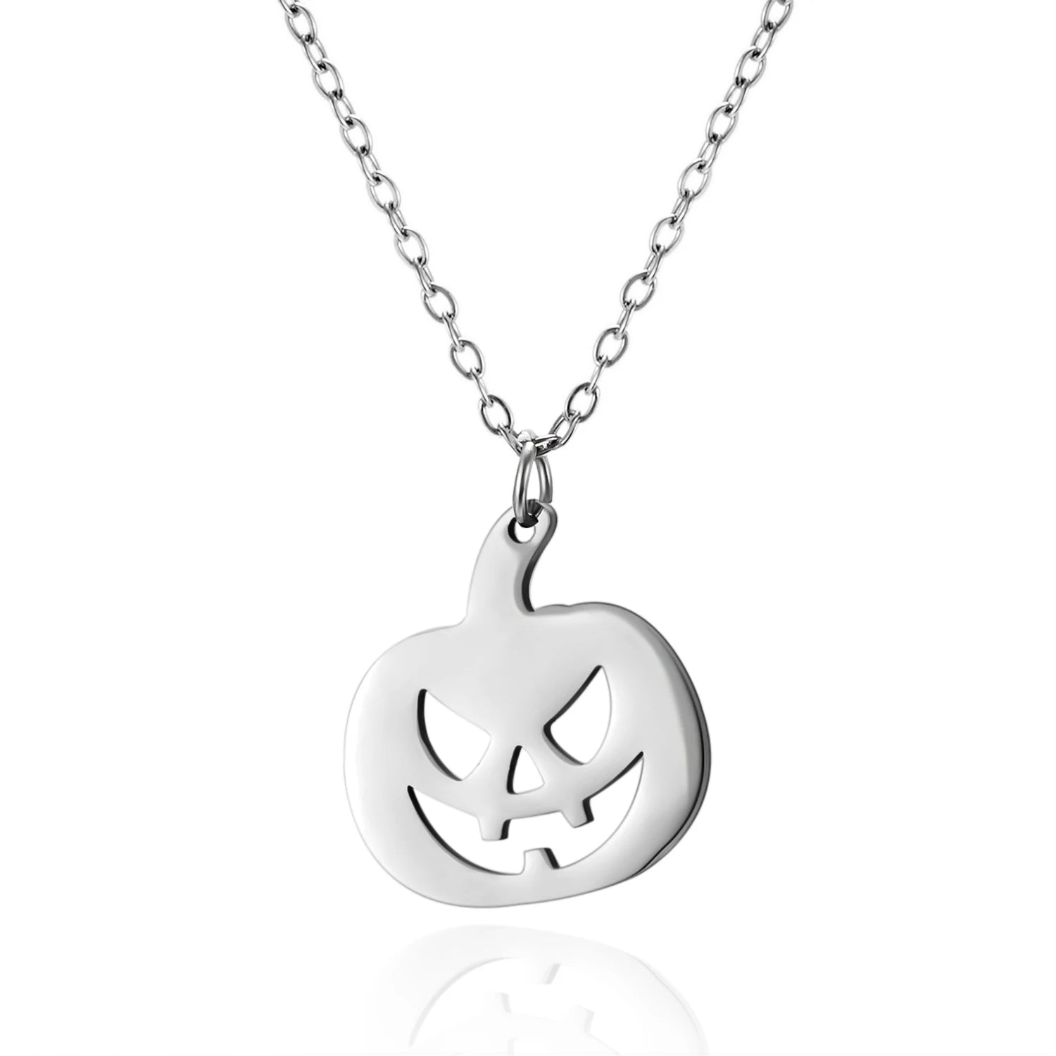 Stainless Steel Simple Personalized Ghost Pendant Necklace For Women Men Funny Pumpkin Clavicle Choker Halloween Party Jewelry