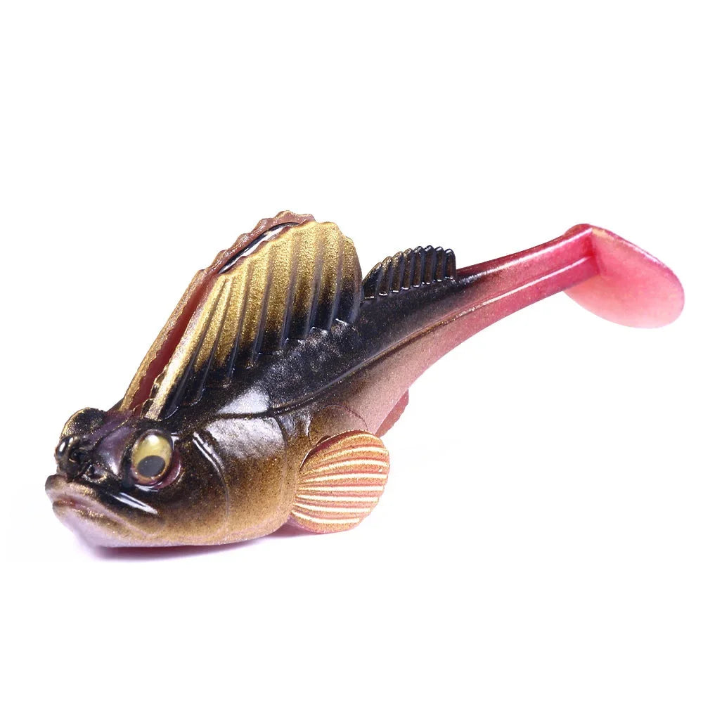 1 leurre de pêche en silicone Dark Sleeper Wobbler 7 g 14 g 20 g, leurre souple coulant, hameçon jig, swimbait pour la pêche au bar, au shad et à la perche.
