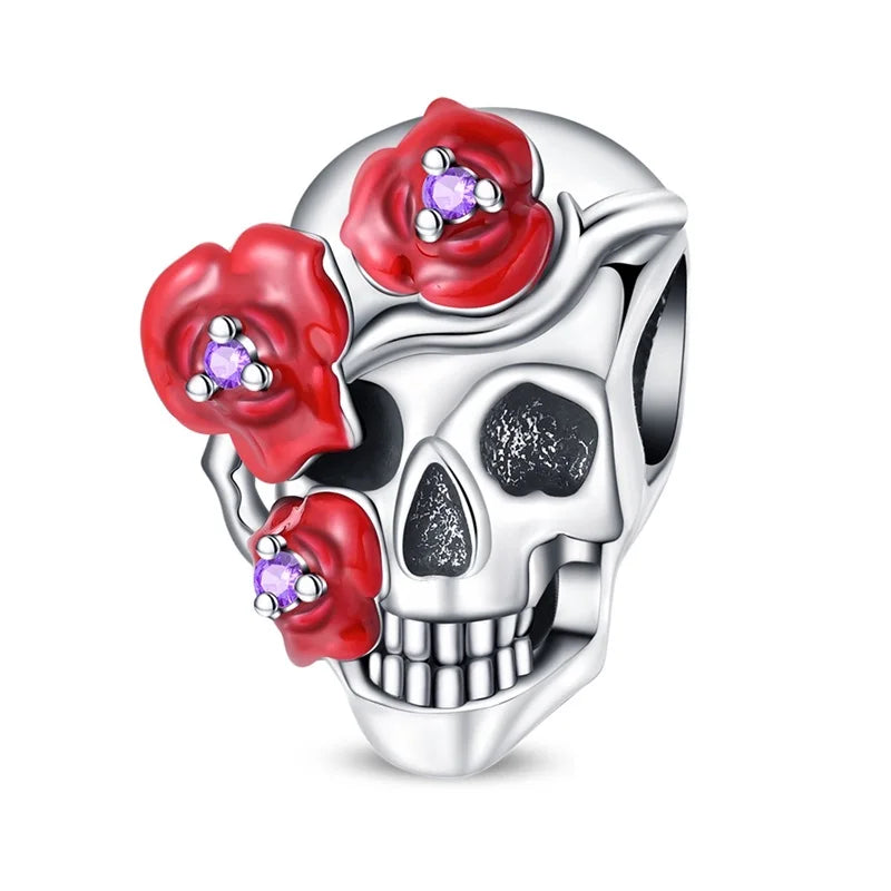 2025 New 925 Silver Rose Romantic Butterfly Skull Charms Beads Fit 3mm Original Bracelet DIY Jewelry Valentine's Day Gift