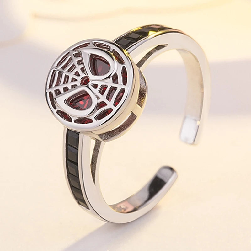 Retro Poseidon Compass Ring Silver-Plated Hexagram Opening Adjustable Ring Men and Women Hip-Hop Trend Jewelry Gift