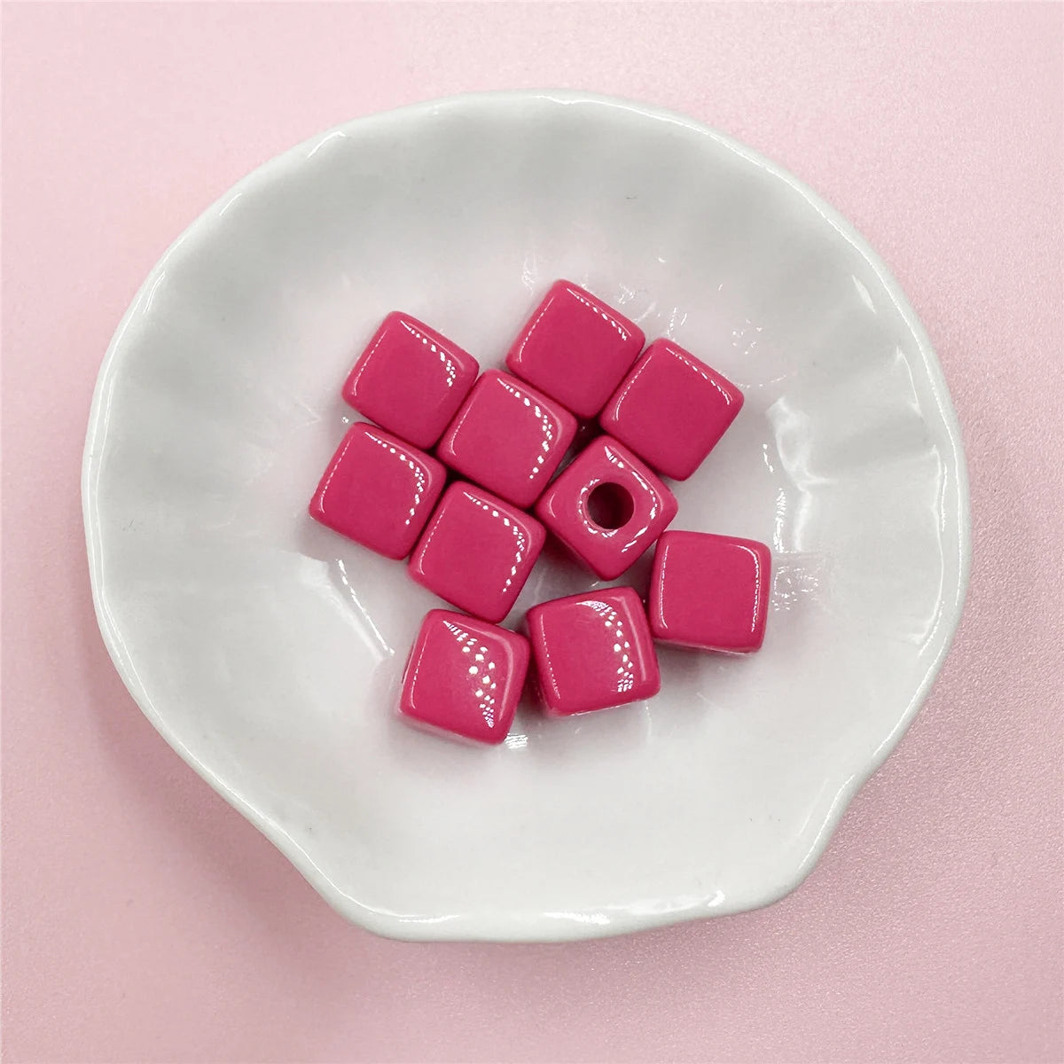 10pcs 10mm Square Shape Beads For Jewelry Making Spacer Candy color Acrylic Beaded Jewelry Materials