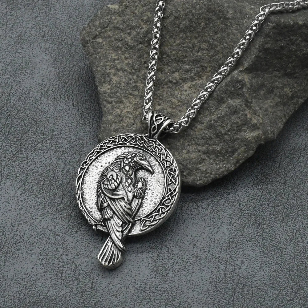 Nordische Mythologie Odin Rabe Wikinger Rune Anhänger Halskette Vintage Keltenknoten Punk Amulett Schmuck Geschenk