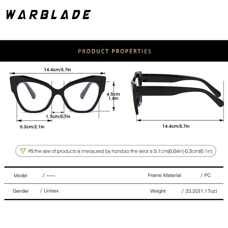 Markendesigner Cat Eye Brillengestelle für Frauen Mode Luxus Anti Blaulicht Computer Brillen Damen Optische Brillen