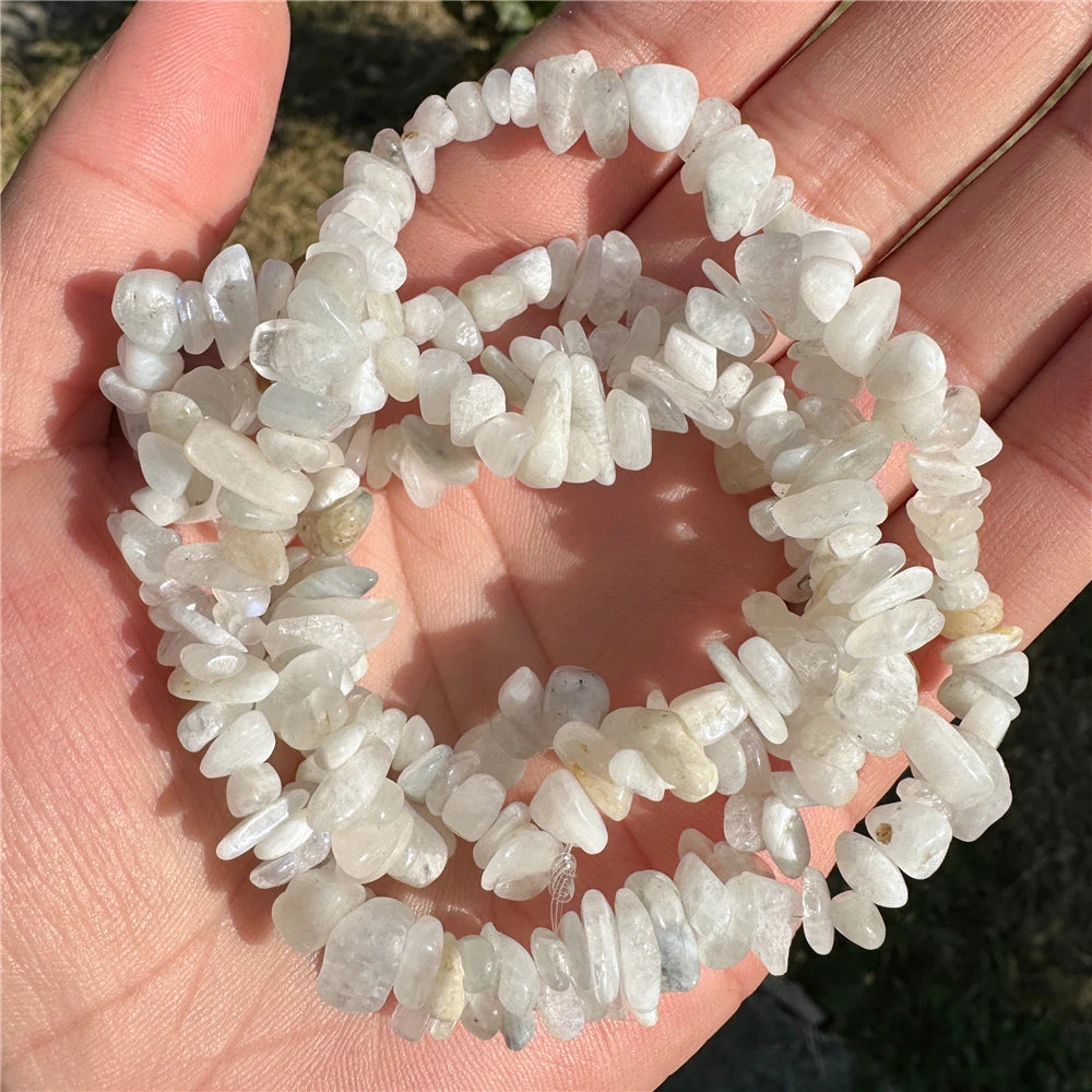 5-8mm Natural Blue Moonstone Beads White Cat Eye Crystals Opal Stone Loose Bead For Jewelry Making DIY Necklace Bracelet Rings