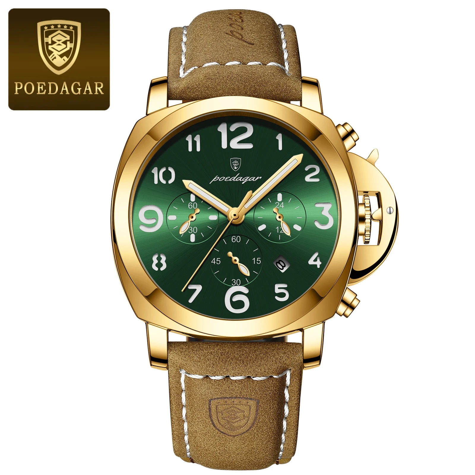 POEDAGAR Luxury Military Watch For Men Waterproof Luminous Leather Man Watch Quartz High Quality Men's Sports Watches Male Reloj - Madeinsea©
